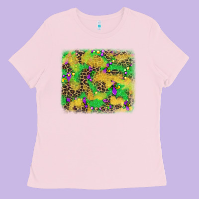 Mardi Gras Fleur De Lis And Leopard Background Ladies Tee Designed By Adodesignshop