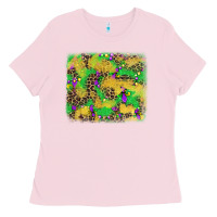 Bubblegum Pink mardi gras fleur de lis and leopard background Ladies Tee - AdoDesignShop