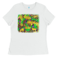 White mardi gras fleur de lis and leopard background Ladies Tee - AdoDesignShop