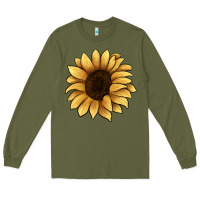 Army Green sunflower Long Sleeve Tee - JahusDesignShop