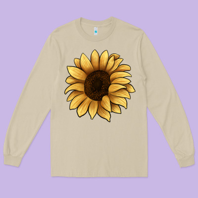 Sunflower Long Sleeve Tee Designed By Jahusdesignshop