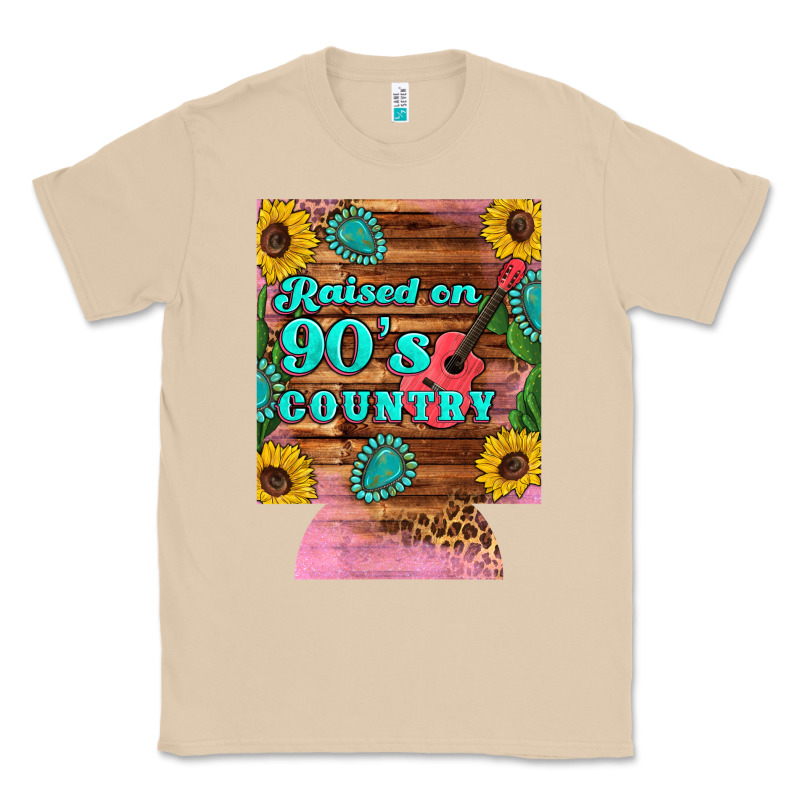 Raised 90's Country Guitar Cactus Sunflower's 12 Oz Can Cooler (regula Classic Tee by Artiststas | Teevron