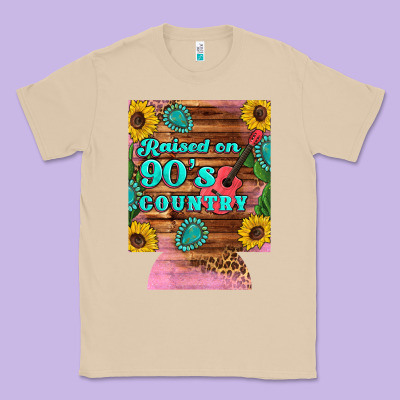 Raised 90's Country Guitar Cactus Sunflower's 12 Oz Can Cooler (regula Classic Tee Designed By Artiststas