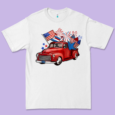 American Truck 4th Of July Premium Tee Designed By Barkaloodesign