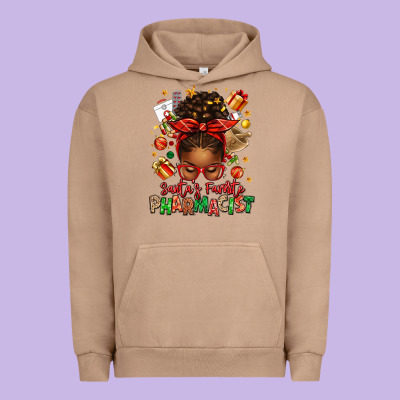 Santas Favorite Pharmacist Afro Messy Bun Urban Hoodie Designed By Texasbilliewilder