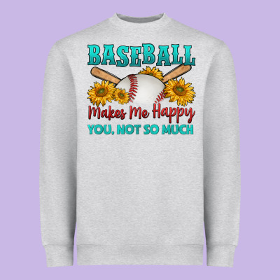 Baseball Makes Me Happy You, Not So Much Heavyweight Sweatshirt Designed By Hra Design Shop