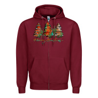 Burgundy western christmas trees merry christmas Zipper Hoodie - Jasminsmagicworld