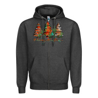 Charcoal Heather western christmas trees merry christmas Zipper Hoodie - Jasminsmagicworld