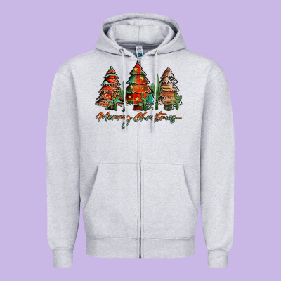 Western Christmas Trees Merry Christmas Zipper Hoodie Designed By Jasminsmagicworld