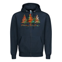 Navy western christmas trees merry christmas Zipper Hoodie - Jasminsmagicworld