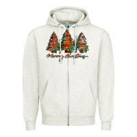Oatmeal Heather western christmas trees merry christmas Zipper Hoodie - Jasminsmagicworld