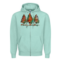 Seafoam western christmas trees merry christmas Zipper Hoodie - Jasminsmagicworld