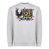 Heather Grey american woman Heavyweight Sweatshirt - CowhideDigitalArt