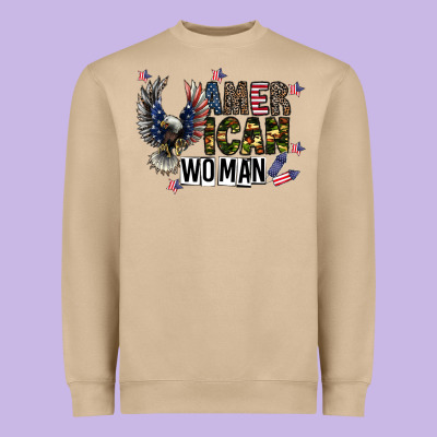 American Woman Heavyweight Sweatshirt Designed By Cowhidedigitalart