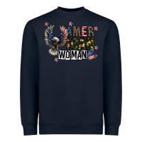 Navy american woman Heavyweight Sweatshirt - CowhideDigitalArt