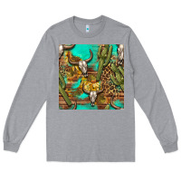Heather Grey western bull skull and cactus seamless pattern Long Sleeve Tee - BundleAndBundleShop