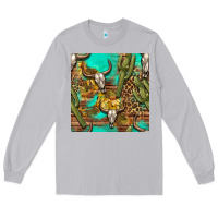 Moon Dust western bull skull and cactus seamless pattern Long Sleeve Tee - BundleAndBundleShop