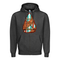 Charcoal Heather turquoise serape tooled leather arrowhead Zipper Hoodie - Jasminsmagicworld