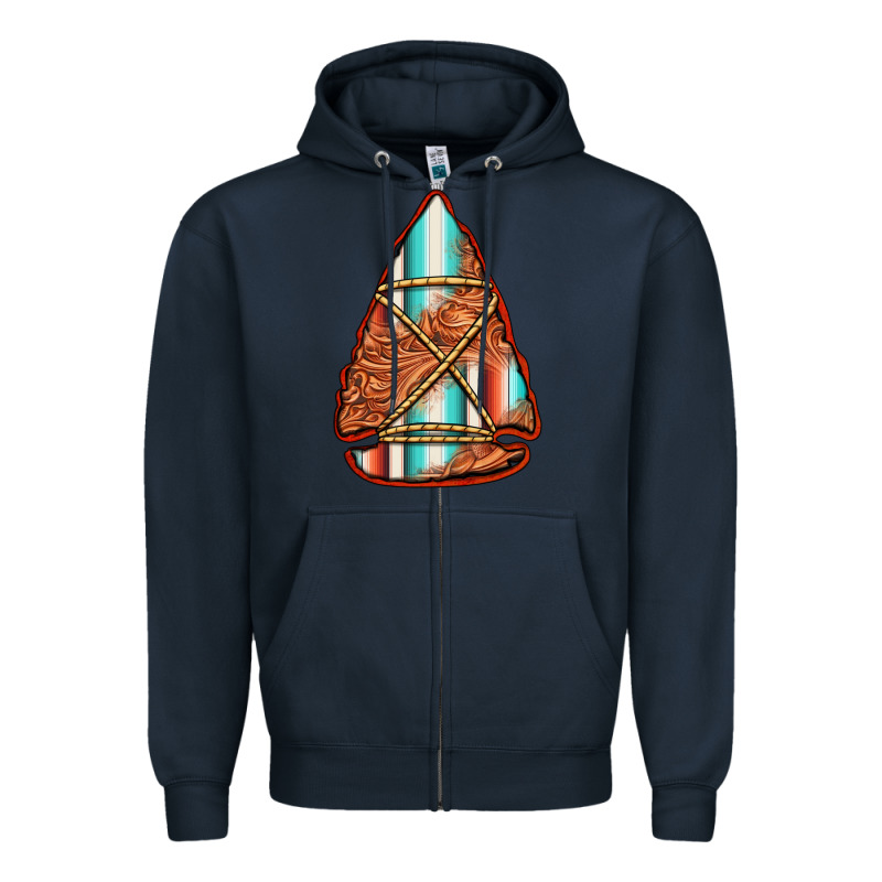 Turquoise Serape Tooled Leather Arrowhead Zipper Hoodie by Jasminsmagicworld | Teevron