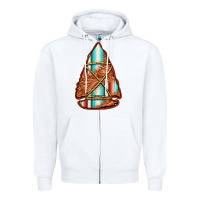 White turquoise serape tooled leather arrowhead Zipper Hoodie - Jasminsmagicworld