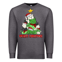 Charcoal Heather meowy christmas cat tree Premium Sweatshirt - MaliasSmallBusiness
