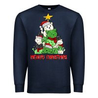 Navy meowy christmas cat tree Premium Sweatshirt - MaliasSmallBusiness