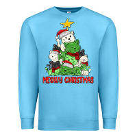 Ocean Blue meowy christmas cat tree Premium Sweatshirt - MaliasSmallBusiness