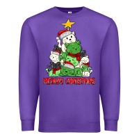 Purple meowy christmas cat tree Premium Sweatshirt - MaliasSmallBusiness