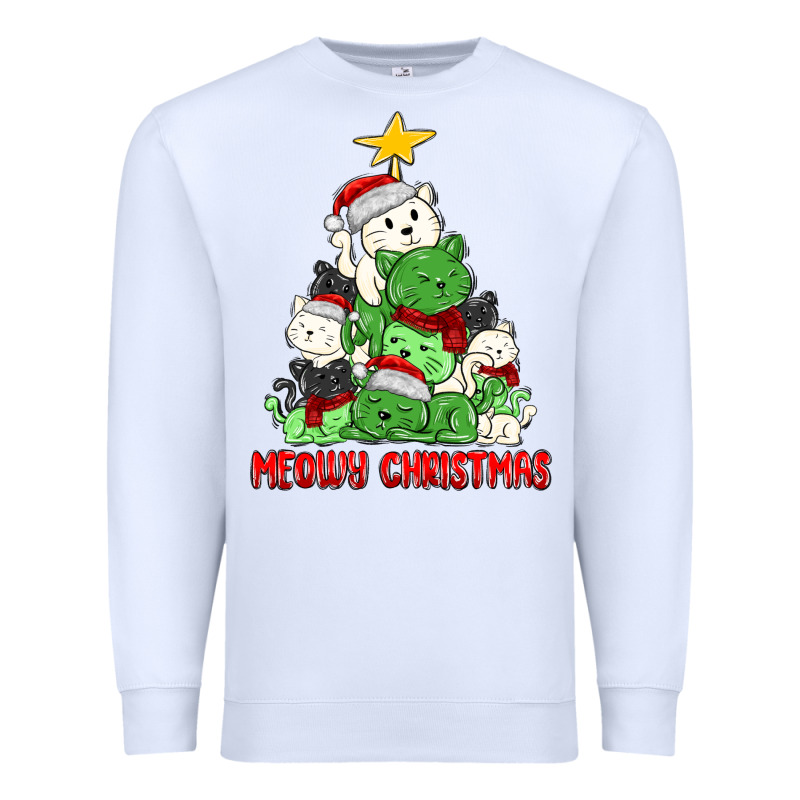 Meowy Christmas Cat Tree Premium Sweatshirt by MaliasSmallBusiness | Teevron