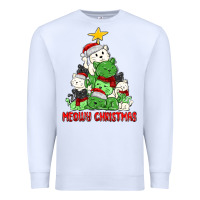 White meowy christmas cat tree Premium Sweatshirt - MaliasSmallBusiness