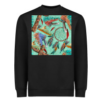 Black pipe tomahawk dreamcatcher headdress seamless patt Heavyweight Sweatshirt - FaDigitalArtStudio