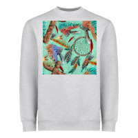 Heather Grey pipe tomahawk dreamcatcher headdress seamless patt Heavyweight Sweatshirt - FaDigitalArtStudio