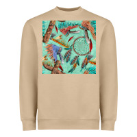 Mushroom pipe tomahawk dreamcatcher headdress seamless patt Heavyweight Sweatshirt - FaDigitalArtStudio