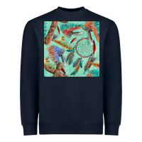 Navy pipe tomahawk dreamcatcher headdress seamless patt Heavyweight Sweatshirt - FaDigitalArtStudio