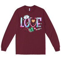 Burgundy love nurse Long Sleeve Tee - BundleAndBundleShop