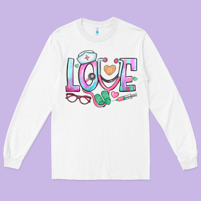 Love Nurse Long Sleeve Tee Designed By Bundleandbundleshop
