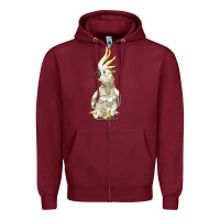 Burgundy Cockatoo Bird Zipper Hoodie - LillyAllenDesigns