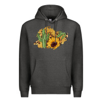 Charcoal Heather cactus leopard sunflower glitter  patch Premium Hoodie - AdoDesignShop