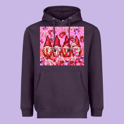 Love Gnomies With Gift Boxes Heavyweight Hoodie Designed By Nancycooperartshop