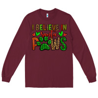 Burgundy i believe in santa paws christmas Long Sleeve Tee - Jasminsmagicworld