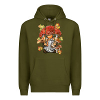 Army Green mushroom gnome Premium Hoodie - BarkalooDesign