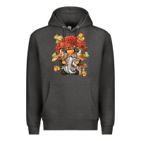 Charcoal Heather mushroom gnome Premium Hoodie - BarkalooDesign