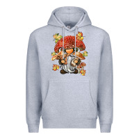 Heather Grey mushroom gnome Premium Hoodie - BarkalooDesign