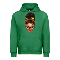 Emerald Light skin afro messy bun leopard bow Urban Hoodie - texasbilliewilder