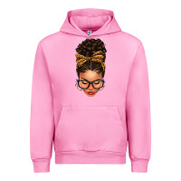 Fuchsia Pink Light skin afro messy bun leopard bow Urban Hoodie - texasbilliewilder