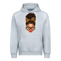 Heather Grey Light skin afro messy bun leopard bow Urban Hoodie - texasbilliewilder