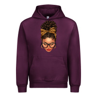 Mauve Wine Light skin afro messy bun leopard bow Urban Hoodie - texasbilliewilder