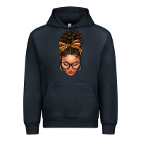 Navy Light skin afro messy bun leopard bow Urban Hoodie - texasbilliewilder