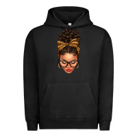 Pigment Black Light skin afro messy bun leopard bow Urban Hoodie - texasbilliewilder