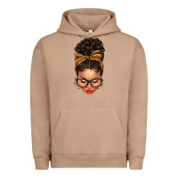 Pigment Burro Light skin afro messy bun leopard bow Urban Hoodie - texasbilliewilder
